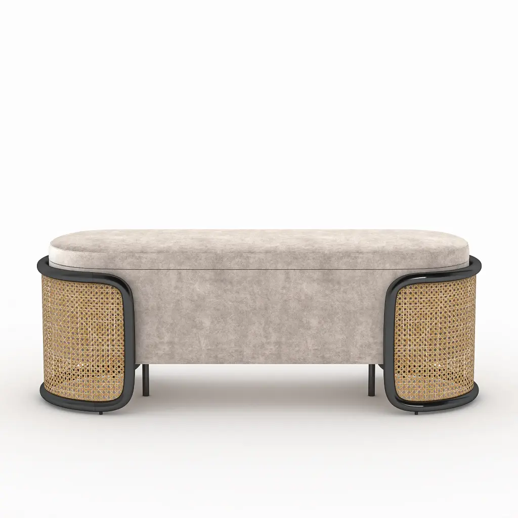 Rattan Curve Bench